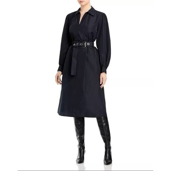 Lafayette 148 New York Dresses & Skirts - Lafayette 148 New York Porter Belted Dress Medium Long Sleeve Collared Black